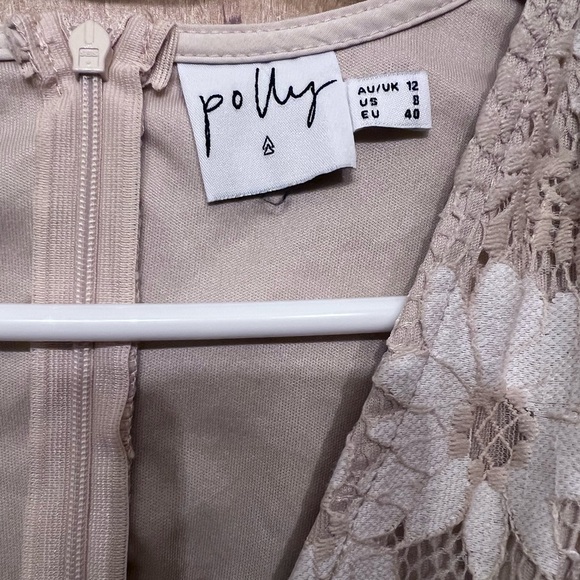 Princess Polly Floral Lace Faux Wrap Dress in Cream - Picture 3 of 4